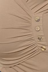 BUMP IT UP Plus Size Brown Button Detail Wrap Top | Yours Clothing 4