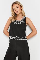 PixieGirl Petite Women's Black Embroidered Sleeveless Top | PixieGirl 1