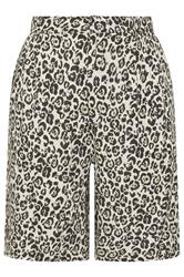 YOURS Curve Brown Leopard Print Linen Bermuda Shorts
