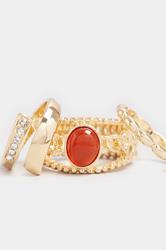 YOURSET 3 PACK Gold Tone Stone Ring Set | Yours Clothing 2