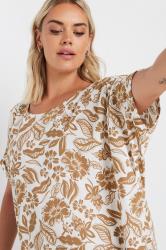 YOURS Plus Size Natural Brown Floral Print Tunic Dress | Yours Clothing 4