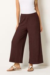 M&Co Rust Brown Wide Leg Cropped Trousers | M&Co 1