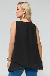 YOURS LONDON Plus Size Black Sleeveless Layered Blouse | Yours Clothing 2