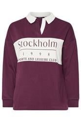 YOURS Curve Burgundy Red 'Stockholm' Rugby Top