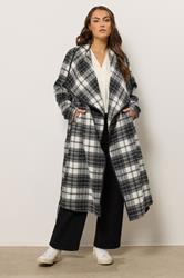 EVANS Plus Size Black & White Check Waterfall Coat | Evans 1
