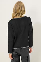 PixieGirl Petite Women's Black Knitted Contrast Stitch Jumper | PixieGirl 2