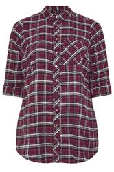 YOURS Curve Burgundy Red Check Boyfriend Shirt