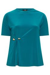 LTS Tall Teal Blue Metal Detail Oversized T-Shirt