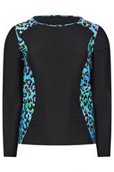 YOURS Plus Size Black & Blue Leopard Print Swim Top | Yours Clothing 7