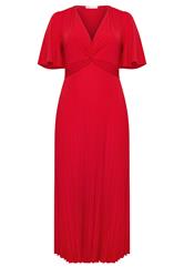 YOURS LONDON Curve Red Knot Pleated Maxi Dress