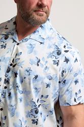 BadRhino Big & Tall White Flower Print Peached Revere Collar Shirt | BadRhino 5