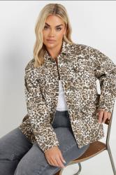 YOURS Plus Size Natural Brown Leopard Print Twill Jacket | Yours Clothing 1