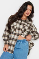 PixieGirl Petite Women's Beige Brown Check Shirt | PixieGirl 5
