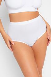 YOURS Plus Size White Seamless Light Control Full Briefs | Yours Clothing 3