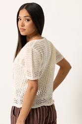 M&Co Petite Ivory White Short Sleeve Crochet Cardigan | M&Co 2