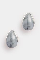 Silver Tone Marble Teardrop Stud Earrings | Yours Clothing 3