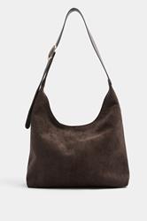 Chocolate Brown Brown Faux Suede Shoulder Bag | Yours Clothing 3