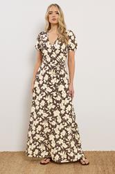 LTS Tall Women's Brown Floral Wrap Maxi Dress | Long Tall Sally 3