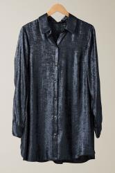 EVANS Plus Size Navy Blue Metallic Long Sleeve Shirt | Evans  5