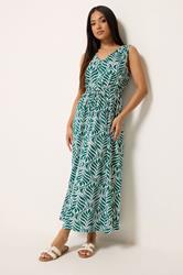 M&Co Petite Green Leaf Print Cotton Maxi Dress | M&Co 1
