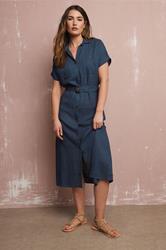 LTS Tall Navy Blue Linen Button Midi Dress | Long Tall Sally 1