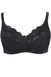 YOURS Curve Black Cotton Lace Trim Non-Padded Non-Wired Bralette