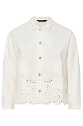 YOURS Curve Ivory White Broderie Anglaise Twill Shacket