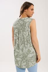 YOURS Plus Size Ivory White Leaf Print Sleeveless Blouse | Yours Clothing 2