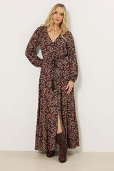 LTS Tall Black Floral Button Maxi Dress | Long Tall Sally 3
