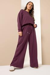 YOURS Plus Size Burgundy Red Wide Leg Joggers | Yours Clothing 2
