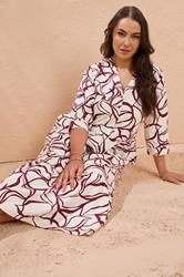 EVANS Plus Size Natural Brown Abstract Floral Cotton Dress | Evans 2