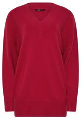 LTS Tall Red Wool V-Neck Jumper | Long Tall Sally 5