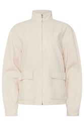 LTS Tall Cream Funnel Neck Jacket