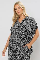 YOURS Plus Size Black & White Bandana Print Textured Shirt | Yours Clothing 3