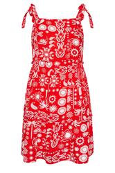 YOURS Curve Red Mixed Print Linen Smock Dress