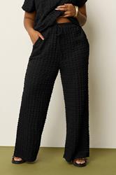 YOURS Plus Size Black Bubble Textured Wide Leg Trousers | Yours Clothing 3