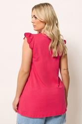 YOURS Plus Size Red Broderie Anglaise Vest Top | Yours Clothing 2