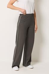 LTS Tall Women's Charcoal Grey Side Stripe Cotton Wide Leg Leggings | Long Tall Sally 4