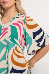 YOURS Plus Size Natural Brown Abstract Textured Pleated Front Top | Yours Clothing 4