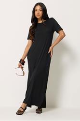 PixieGirl Petite Women's Black Short Sleeve T-Shirt Maxi Dress | PixieGirl  1