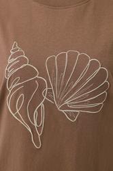 LIMITED COLLECTION  Plus Size Brown Embroidered Shell Longline T-Shirt | Yours Clothing  4