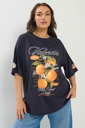 YOURS Plus Size Navy Blue 'Valencia' Relaxed T-Shirt | Yours Clothing 3
