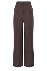 LTS PREMIUM Tall Women's Chocolate Brown Pinstripe Wide Leg Trousers| Long Tall Sally 5