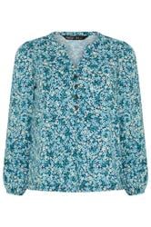 M&Co Petite Blue Ditsy Floral Cotton Blouse | M&Co 5