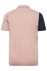 BadRhino Big & Tall Pink Stripe Knitted Polo Shirt | BadRhino 4