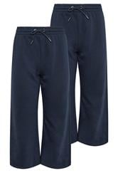 M&Co Petite 2 PACK Navy Blue Wide Leg Joggers
