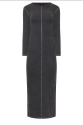 PixieGirl Petite Women's Grey Wash Contrast Stitch Maxi Dress | PixieGirl 5