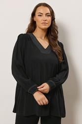 EVANS Plus Size Black Stitch Detail Blouse | Evans 2