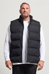 JACK & JONES Big & Tall Black Collared Puffer Bodywarmer | BadRhino 3