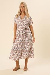 YOURS Plus Size White Paisley Print Midi Wrap Dress | Yours Clothing 3